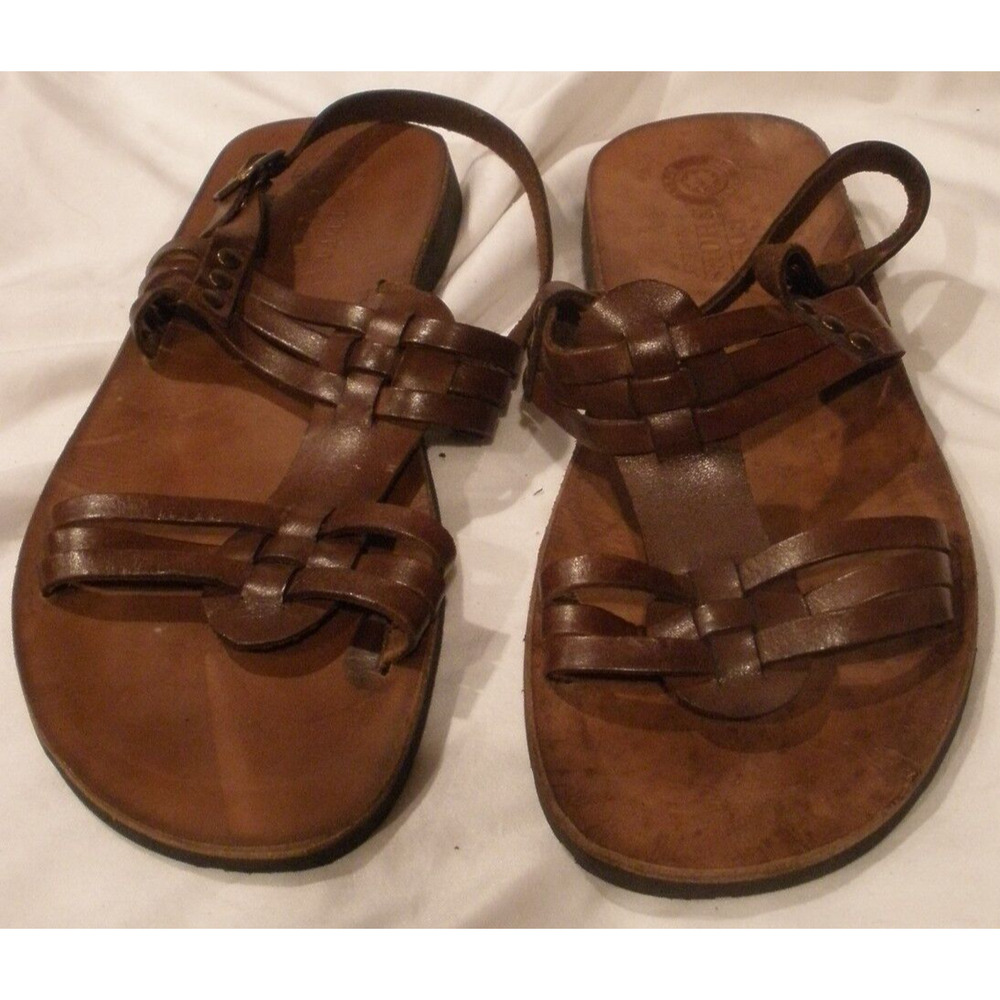 Eder Shoes Sandals * 9.5 US, EU 41 * Brown Straps, Studded Leather * Italian